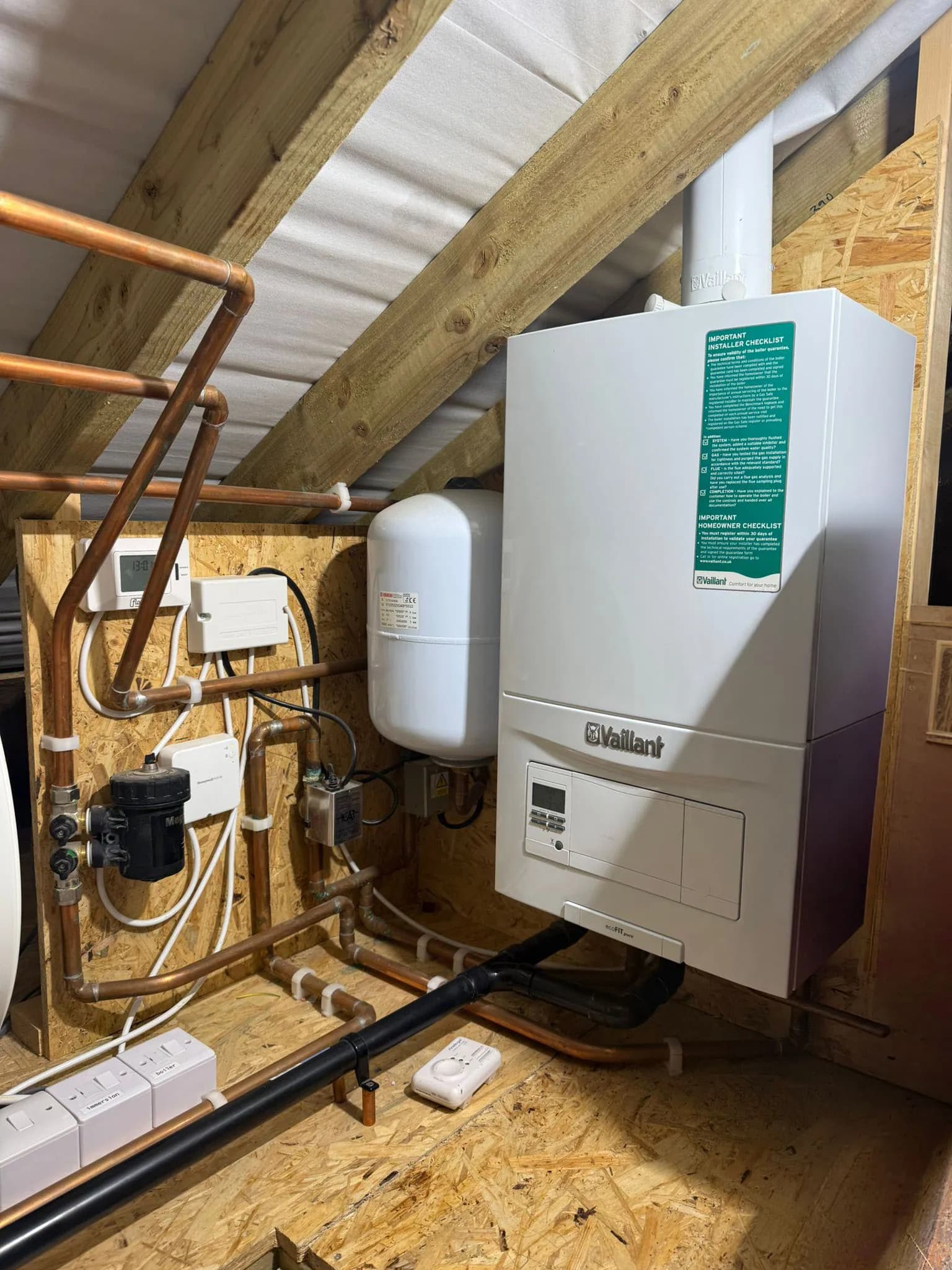 Vaillant ecoTEC gas boiler installed in a Harpenden loft